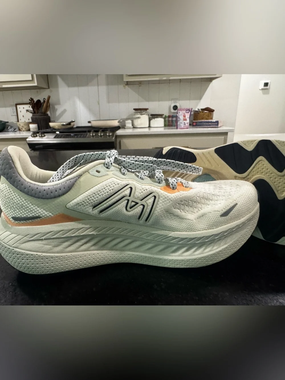 Mestari Run Women's White Athletic Shoes with Navy and Orange Accents